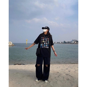 B225-T9275-P31-X39-全棉-夏季新款潮流宽松上衣情侣T恤男女bt风图片