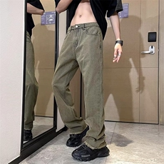 高街美式潮流百搭直筒牛仔裤复古水洗做旧毛边牛仔长裤N07-P40，男装牛仔裤，星座308B-1