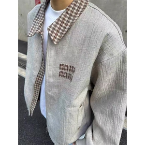 美式刺绣假两件夹克男款设计感棒球服飞行员情侣外套潮LJ6199-P72图片
