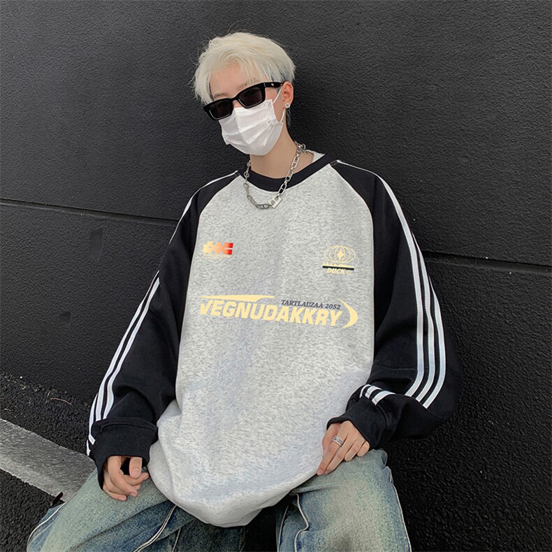 抖音得物供货提供视频秋冬重磅美式宽松织带圆领卫衣0712,男装卫衣,电商A486