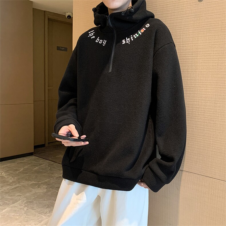 冬季加绒高领半截拉链卫衣男潮流摇粒绒卫衣长袖A668P50,男装卫衣,星座210-1