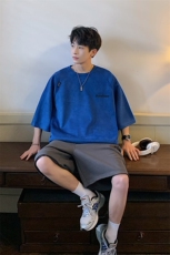 DX502P30港风重磅麂皮绒短袖美式高街t恤男大码半袖男，男装T恤，星座1204-3