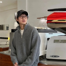 抖音得物保暖立领拉链针织外套秋冬宽松慵懒风纯色毛衣上衣AM01，男装针织衫/毛衣，电商A443