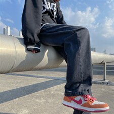 推荐！港风宽松潮流直筒牛仔长裤男女B377-N680-P4558，男装牛仔裤，电商B377