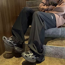 休闲长裤男款春季潮流百搭抽绳垂感直筒裤宽松运动裤子K4984-P28，男装休闲裤，星座412-2