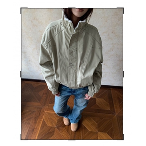 美式解构缉明线立领工装夹克秋冬款加绒加厚廓形棉服男女图片