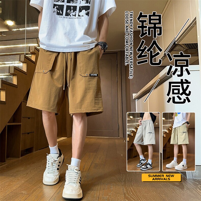 宽松运动短裤男夏季潮牌青少年跑步篮球休闲五分中裤潮流2025新款,男装牛仔裤,HDA146