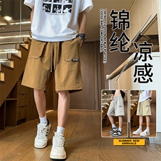 宽松运动短裤男夏季潮牌青少年跑步篮球休闲五分中裤潮流2025新款，男装牛仔裤，HDA146