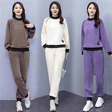 2025秋冬经典时尚加绒加厚休闲套装显瘦保暖两件套，女装套装/套裙，凯瑟曼