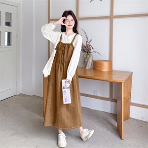春装新款 韩版盐系衬衫+背带裙两件套2C153-8956-P175K288图片