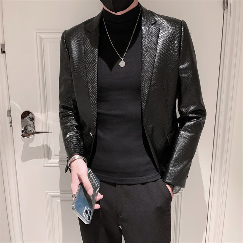 秋冬社会小伙皮衣夹克西装单西修身西服A236-XZ-159-P130，男装夹克，电商A236