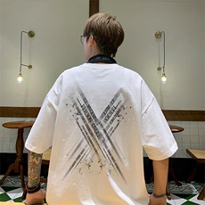 可48小时发货支持抖音得物来样二开美式满天星亮片短袖T恤MTX662，男装T恤，电商A486