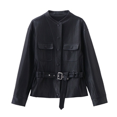 大量现货新款2026年春季时尚收腰显瘦高级感皮衣外套=+，女装皮衣，蓝诺裳