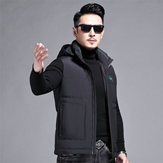 B2213钱塘2020-3精品男士连帽羽绒服马甲80白鸭绒主推P160，男装羽绒服，钱塘207-3