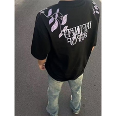 高街花卉刺绣t恤男装2025新款潮牌夏季宽松情侣短袖上衣T531，男装T恤，星座1116A（原606A-3）
