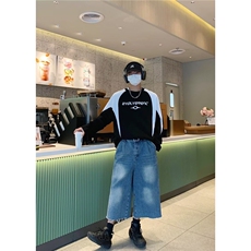 欧美复古宽松牛仔九分裤男夏季高街休闲直筒阔腿裤子RK2710-P43，男装休闲裤，星座412-3