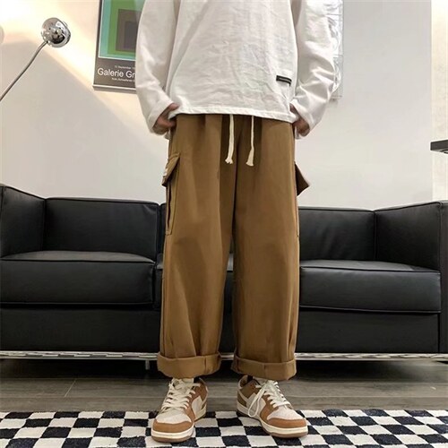 阔腿工装裤直筒宽松新款日系潮牌痞帅休闲裤子男潮流G2097-p40图片
