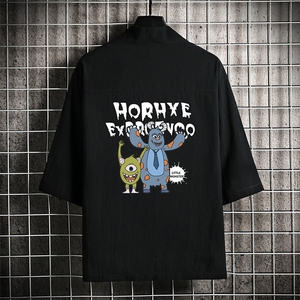HF59048-P40风汉服男开衫外套七分袖道袍 网格挂拍图片