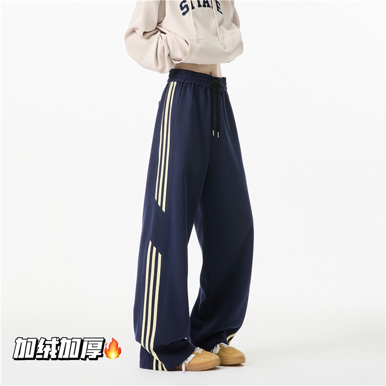 2025冬季加绒潮流运动条纹宽松休闲卫裤B315-K24269JR-特p45控88，男装休闲裤，电商B315