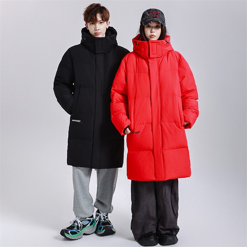 大货中长款连帽鹅绒情侣羽绒服保暖纯色加厚上衣801p260,男装羽绒服,星座1602B（原101B-1）