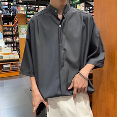 夏季免烫新中式男装痞帅衬衫男短袖潮牌百搭上衣cityboy休闲衬衣，男装衬衫，星座601-2