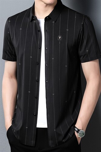 新款2023夏季男装上衣休闲百搭短袖宽松衬衫男士衬衣潮流，男装衬衫，电商B212（原钱塘6029）