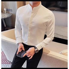 1506A/GW335610/P42美式复古立领衬衫男设计感暗扣修身型长袖，男装衬衫，星座1506A