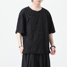 2025夏季新款风男汉服盘扣新中式唐装天丝提花衬衫C131-P75，男装衬衫，电商B277(原6028)