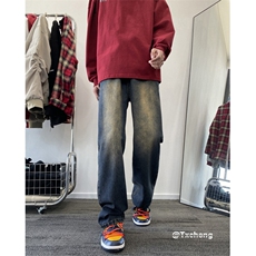 2024春季美式高街复古水洗修身直筒牛仔裤B315-K23493-p55控75，男装牛仔裤，电商B315
