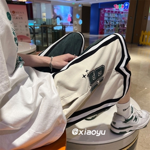 XZ616 夏季新款自制刺绣拼接五分裤休闲运动短裤 TY322 P45控55图片
