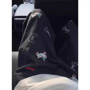 复古水洗刺绣小众工装牛仔短裤男生阔腿设计宽松垂感七分裤青少年图片