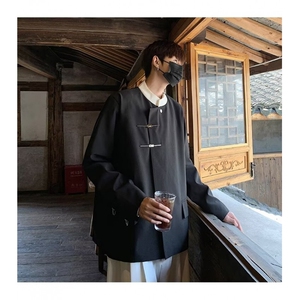 新中式风中山装男立领盘扣西装外套高级感休闲宽松西服套装痞帅图片