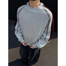 潮流拼接撞色圆领卫衣大码宽松休闲内搭上衣W4650-P40【特价】，男装卫衣，电商A007
