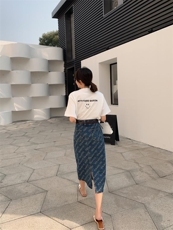牛仔印花半裙，女装半身裙，肆尔