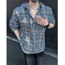 美式高街潮流格子衬衫潮牌宽松休闲上衣A086-CS2209-P38，男装衬衫，电商基地A086