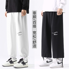 夏季简约黑色卫裤男宽松运动裤宽松百搭休闲长裤WK528-1特批27，男装休闲裤，星座718-1