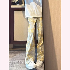 春季提花牛仔裤男直筒微喇裤美式高街vibe弯刀裤子LK83077-P38，男装牛仔裤，星座1008