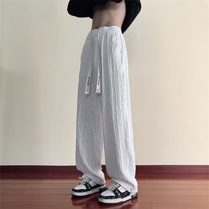 美式裤子男春秋高街潮牌直筒宽松痞帅阔腿运动休闲长裤YK05-P40图片