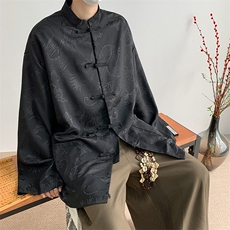 中式长袖衬衫男2024春季新款盘口立领高级感衬衣现货W8151-P42，男装衬衫，星座512-4