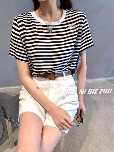 夏季新款人造丝条纹小衫，女装，你别走