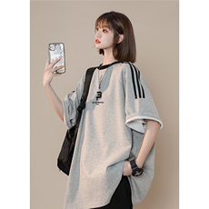 2025夏季新款拼色条纹织带设计中性风圆领T恤T1088/P45控58-100棉，男装T恤，电商A148-1