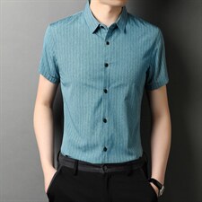 QLM88266男士2023年夏季薄款男式短袖衬衫休闲免烫修身P50图片