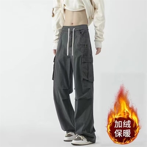 加绒 工装裤男港风潮流口袋2024冬季ins长裤K4800-常规P43-加绒51图片