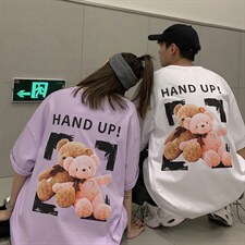 夏季情侣装印花可爱小熊短袖T恤学生卡通四色上衣A071-5505-P25，男装T恤，电商A071