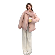 新品现货立领粉色皮毛一体外套2C032196P195K288，女装棉衣/棉服，2C032