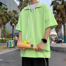 POLO衫男韩版潮流拼色个性高街帅气2023夏季ins宽松外套WB084-P34，男装Polo衫，星座412-3