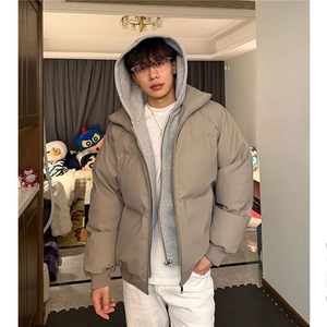 网图 冬季美式短款假两件插肩双层连帽双拉链保暖棉服D513 特P105图片