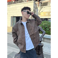 美式复古冬季皮衣男外套秋款潮PU皮夹克男女防水机车服JK001，男装夹克，星座208-5