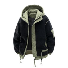 现货棉服男士加绒加厚拼接工装保暖羊羔毛冬装外套M021-P135，男装棉衣，星座308B-2