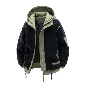 现货棉服男士加绒加厚拼接工装保暖羊羔毛冬装外套M021-P135图片